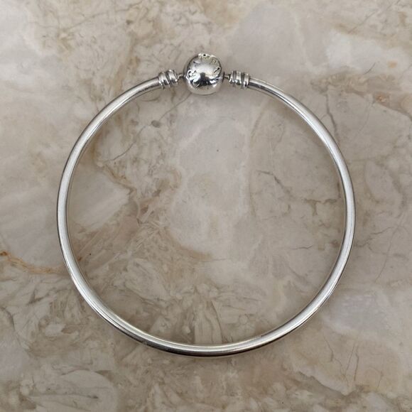 Pandora Logo Ball Clasp Bangle Charm Bracelet 7.5” - Picture 5 of 10